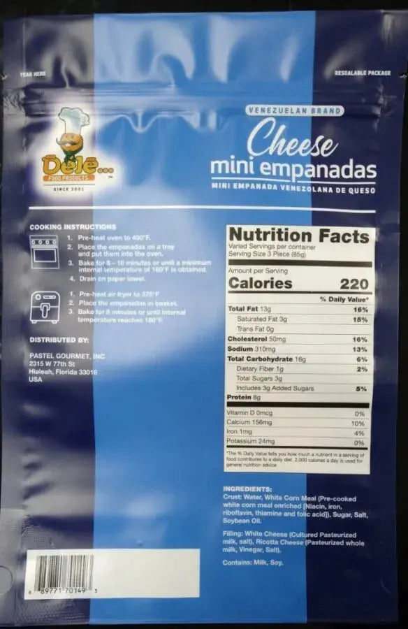 Mini Empanadas Venezolanas de Queso DELE X 24 1.5 Lbs