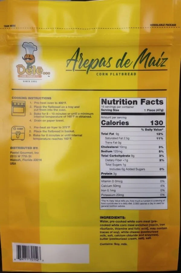 Arepas de Maíz Pre-Cocido DELE x 16 1.5 Lbs